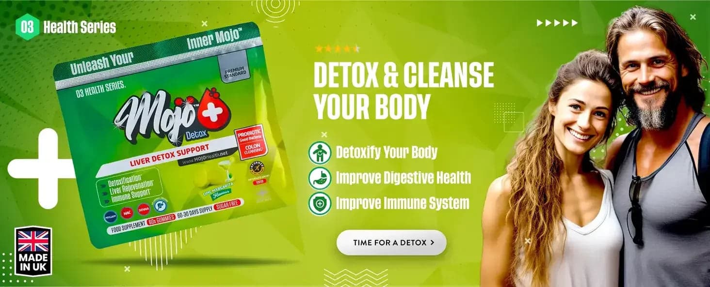 Mojo Detox dukungan detoks hati โ detoks dan bersihkan tubuh Anda: detoksifikasi tubuh, tingkatkan kesehatan pencernaan, tingkatkan sistem kekebalan tubuh. Saatnya detoks.