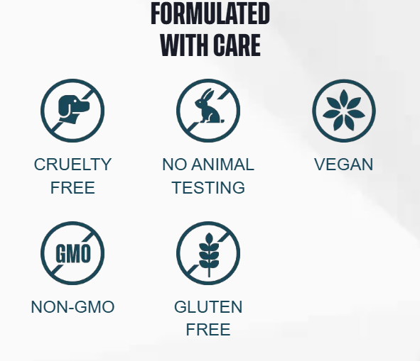 Diformulasikan dengan hati-hati โ bebas kekejaman, tanpa uji coba pada hewan, vegan, non-GMO, bebas gluten